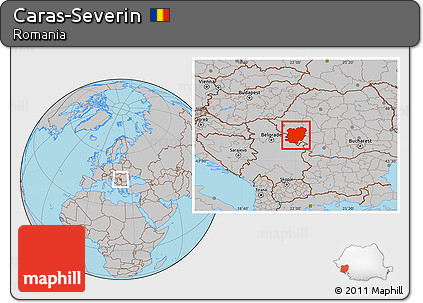 Gray Location Map of Caras-Severin