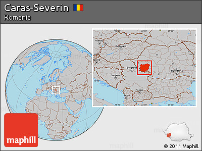 Gray Location Map of Caras-Severin