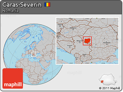Gray Location Map of Caras-Severin