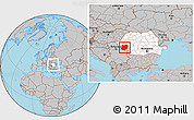 Gray Location Map of Caras-Severin, highlighted country, within the entire country