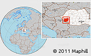 Gray Location Map of Caras-Severin, highlighted country