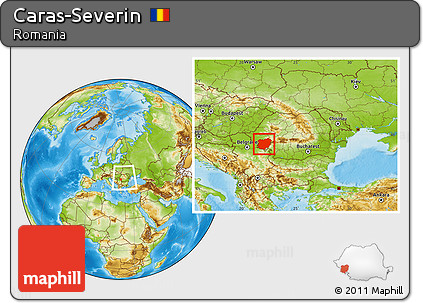 Physical Location Map of Caras-Severin, within the entire country