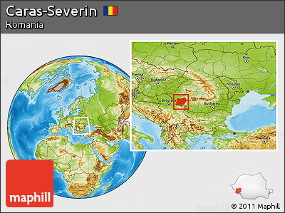 Physical Location Map of Caras-Severin, within the entire country