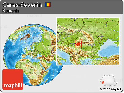 Physical Location Map of Caras-Severin, within the entire country