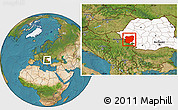 Satellite Location Map of Caras-Severin, highlighted country
