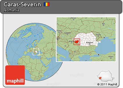 Savanna Style Location Map of Caras-Severin, highlighted country, within the entire country