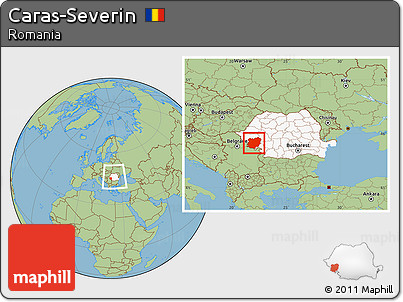 Savanna Style Location Map of Caras-Severin, highlighted country, within the entire country