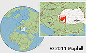 Savanna Style Location Map of Caras-Severin, highlighted country