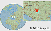 Savanna Style Location Map of Caras-Severin, hill shading