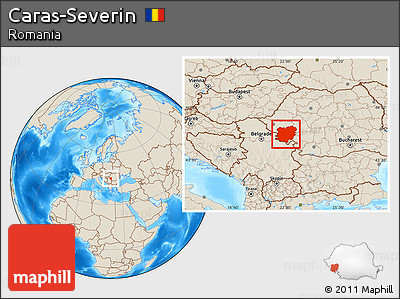 Shaded Relief Location Map of Caras-Severin
