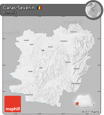 Gray Map of Caras-Severin, single color outside
