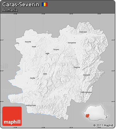 Gray Map of Caras-Severin, single color outside