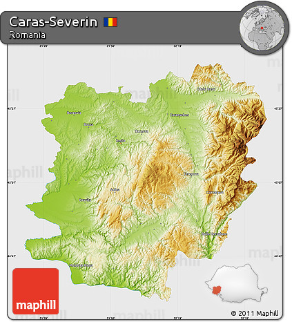 Physical Map of Caras-Severin, single color outside