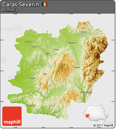 Physical Map of Caras-Severin, single color outside