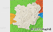 Shaded Relief Map of Caras-Severin, political outside