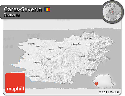 Gray Panoramic Map of Caras-Severin, single color outside