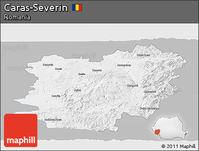 Gray Panoramic Map of Caras-Severin, single color outside