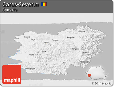 Gray Panoramic Map of Caras-Severin, single color outside