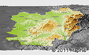 Physical Panoramic Map of Caras-Severin, darken, desaturated