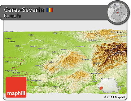 Physical Panoramic Map of Caras-Severin