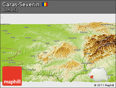 Physical Panoramic Map of Caras-Severin