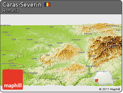 Physical Panoramic Map of Caras-Severin