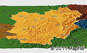 Political Panoramic Map of Caras-Severin, darken