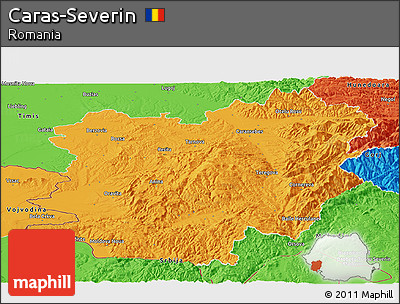 Political Panoramic Map of Caras-Severin