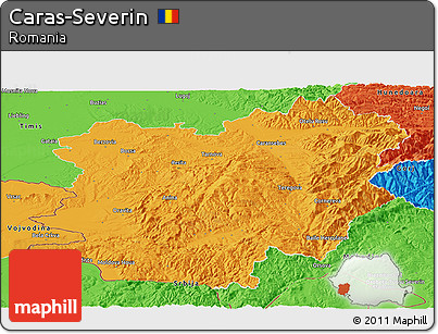 Political Panoramic Map of Caras-Severin