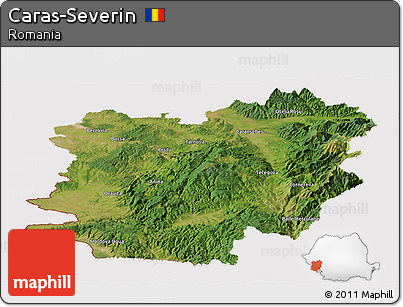 Satellite Panoramic Map of Caras-Severin, cropped outside