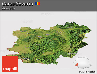 Satellite Panoramic Map of Caras-Severin, cropped outside