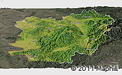 Satellite Panoramic Map of Caras-Severin, darken, semi-desaturated