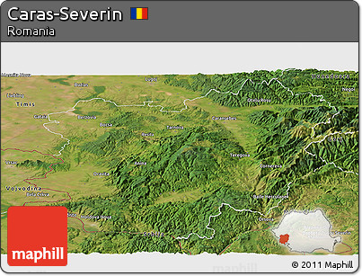 Satellite Panoramic Map of Caras-Severin