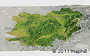 Satellite Panoramic Map of Caras-Severin, lighten, semi-desaturated