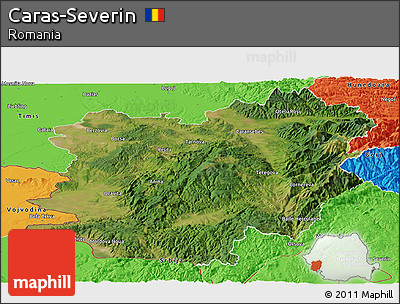 Satellite Panoramic Map of Caras-Severin, political outside