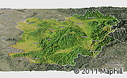 Satellite Panoramic Map of Caras-Severin, semi-desaturated