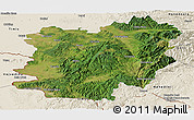Satellite Panoramic Map of Caras-Severin, shaded relief outside