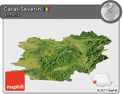 Satellite Panoramic Map of Caras-Severin, single color outside