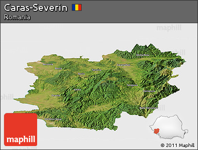 Satellite Panoramic Map of Caras-Severin, single color outside