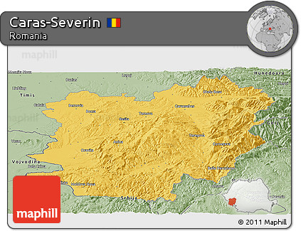 Savanna Style Panoramic Map of Caras-Severin