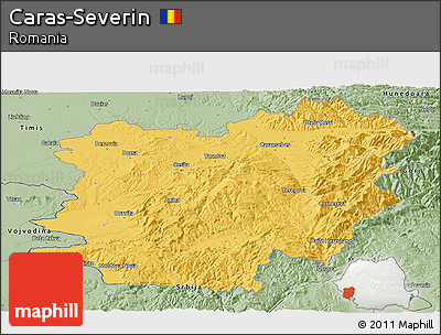 Savanna Style Panoramic Map of Caras-Severin