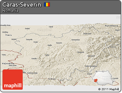 Shaded Relief Panoramic Map of Caras-Severin