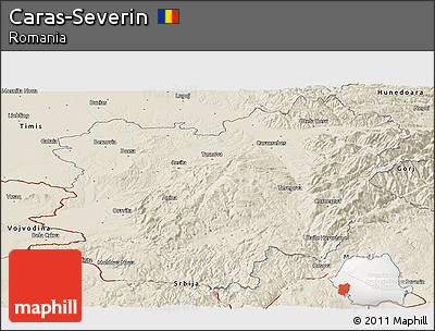 Shaded Relief Panoramic Map of Caras-Severin