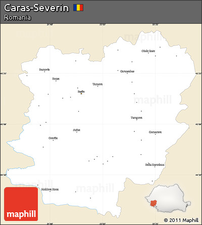 Classic Style Simple Map of Caras-Severin, single color outside