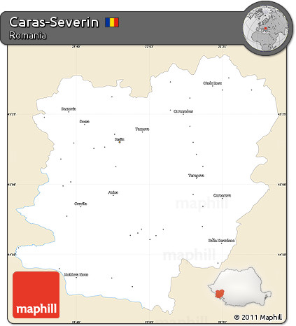 Classic Style Simple Map of Caras-Severin, single color outside