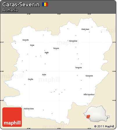 Classic Style Simple Map of Caras-Severin, single color outside