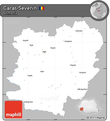 Gray Simple Map of Caras-Severin, single color outside