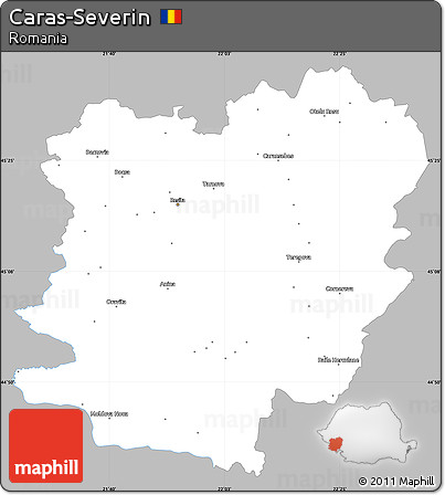 Gray Simple Map of Caras-Severin, single color outside