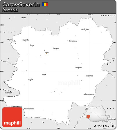 Silver Style Simple Map of Caras-Severin