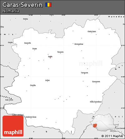 Silver Style Simple Map of Caras-Severin